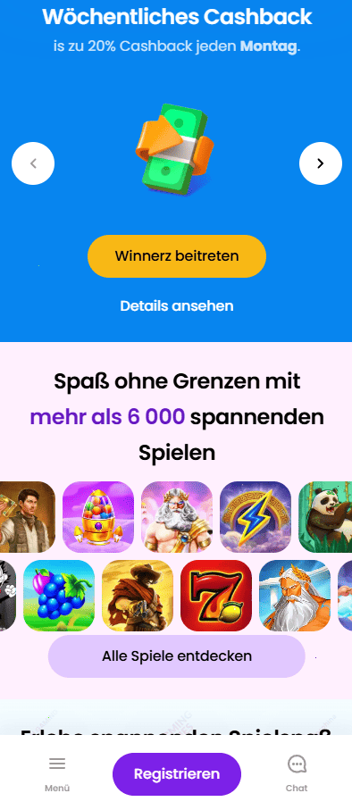 Winnerz Casino - Übersicht der Spiele und verfügbaren Boni